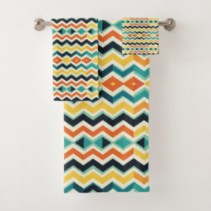 modern chevron Geometric pattern Bath Towel Set