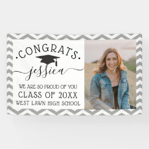 Modern Chevron Graduate Photo Graduation Party Banner