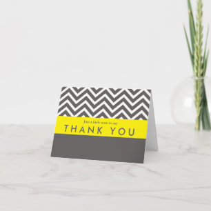 Modern Chevron Grey & Yellow Thank You Card