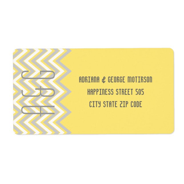 Modern chevron grey, yellow wedding (Front)