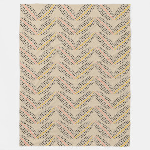 Modern Chevron Multicolored Dots Neutral Earthy Fleece Blanket