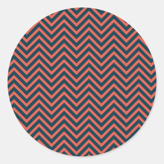Modern Chevron Neon Coral/Navy Envelope Seal (Front)