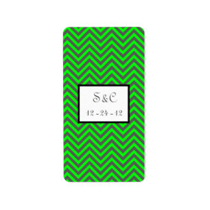 Modern Chevron Neon Green/Grey Candy Wrapper Label