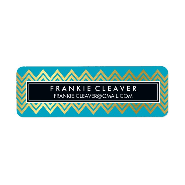 MODERN CHEVRON PATTERN trendy simple gold aqua (Front)