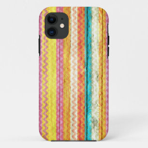 Modern Chevron Pattern Wooden iPhone 11 Case