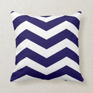 Modern Chevron Stripes in Cobalt Blue and White Cushion