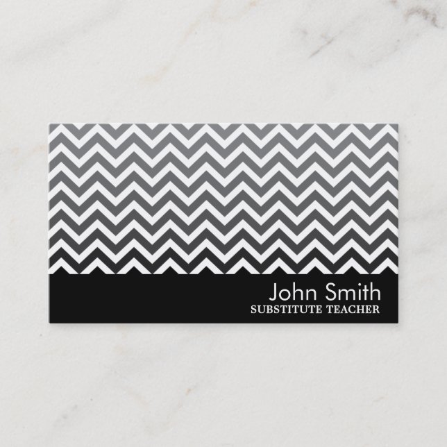 Modern Chevron Substitute Teacher Business Card (Front)