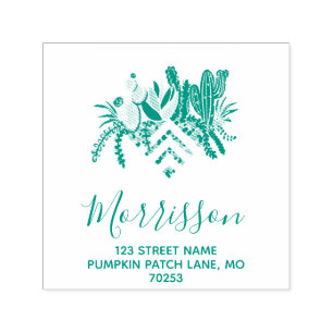 Modern Chevron Succulents & Cactus Self-inking Stamp