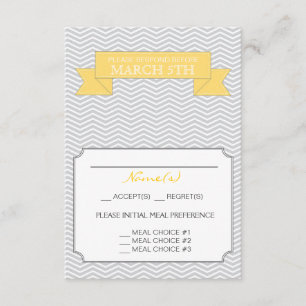 Modern Chevron Wedding Reply Card Yellow