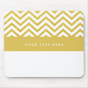 Modern Chevron White & Gold Trendy Mouse pad