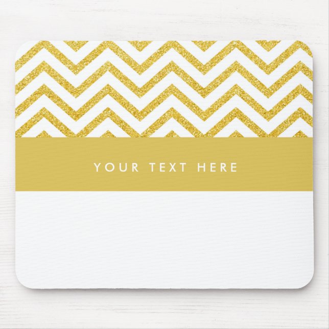 Modern Chevron White & Gold Trendy Mouse pad (Front)