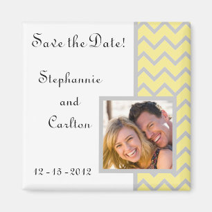 Modern Chevron Yellow/Grey Announcement Magnet
