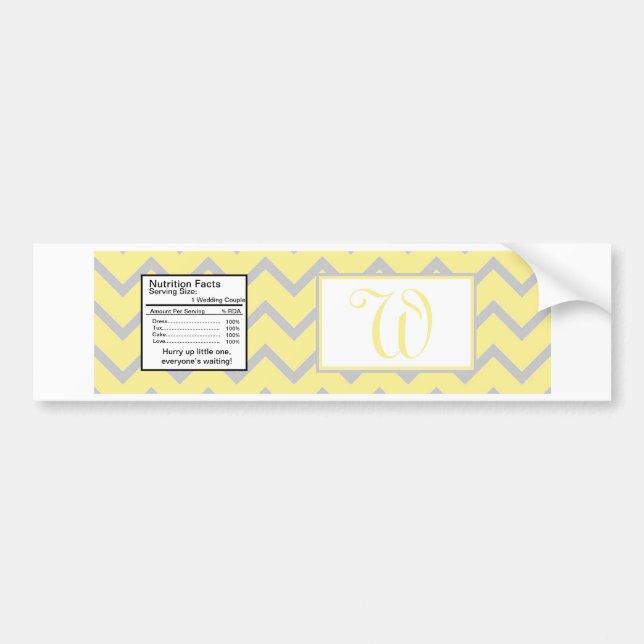 Modern Chevron Yellow/Grey Water Bottle Label (Front)