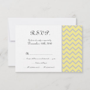 Modern Chevron Yellow/Grey Wedding RSVP Card
