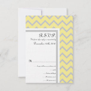 Modern Chevron Yellow/Grey Wedding RSVP Card