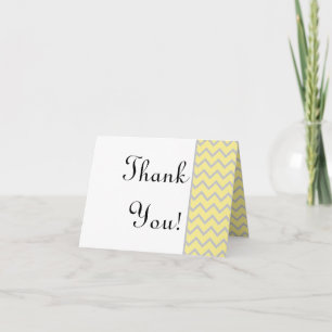 Modern Chevron Yellow/Grey Wedding Thank You Card
