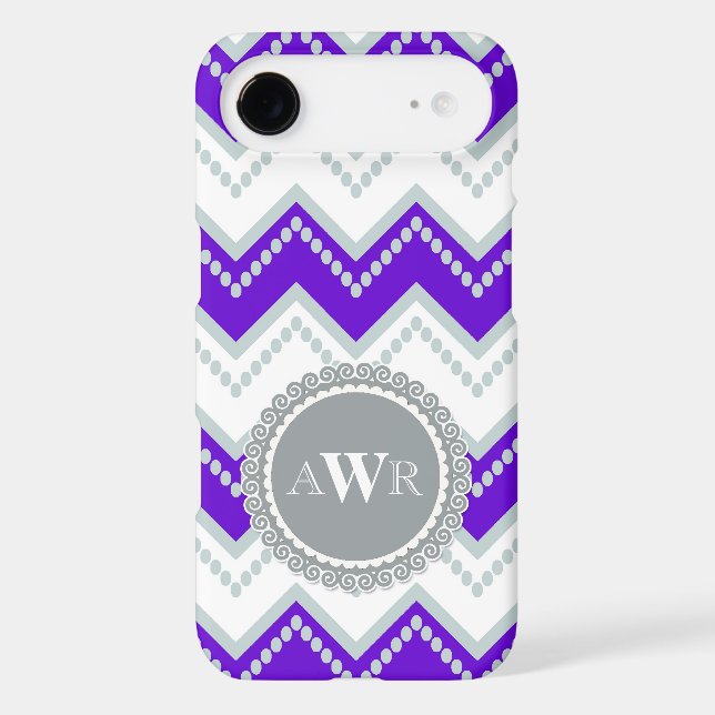 Modern Chevron Zig Zag Monogrammed  Stripe Oval Case-Mate iPhone Case (Back)