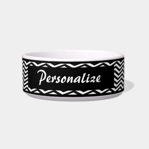 Modern Chevron Zig Zag Stripe Pattern Dog Cat Bowl