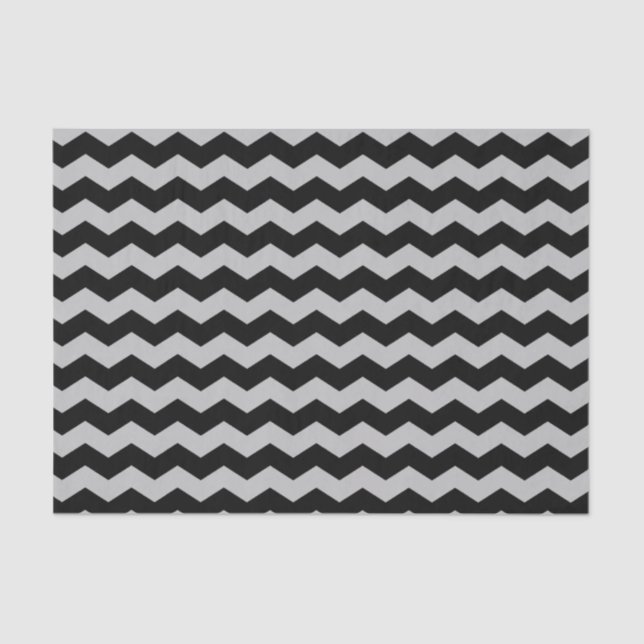 Modern Chevron Zigzag Black and Grey Pattern  Tissue Paper (Front)