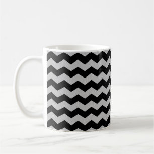 Modern Chevron ZigZag Black and Grey Stripes Mug