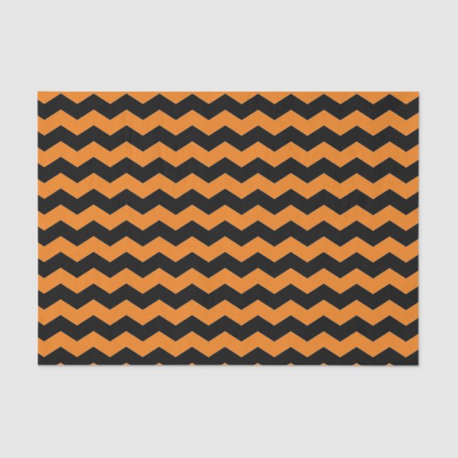 Modern Chevron Zigzag Black and Orange Pattern  Tissue Paper (Front)