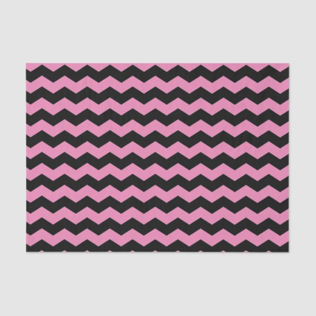 Modern Chevron Zigzag Black and Pink Pattern  Tissue Paper (Front)