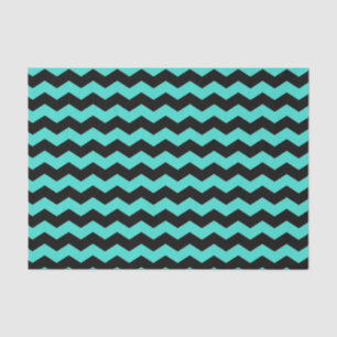 Modern Chevron Zigzag Black and Turquoise Blue Tissue Paper