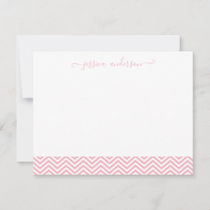 Modern Chevron Zigzag Girly Script Cute Blush Pink Card