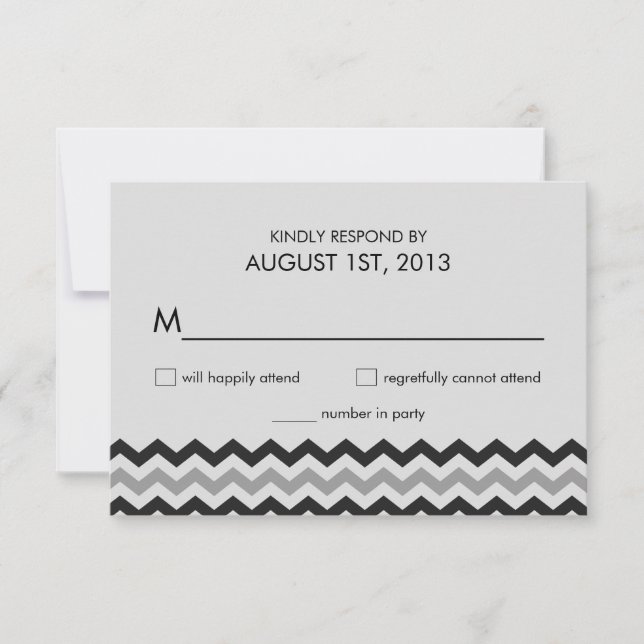 Modern Chevron Zigzag RSVP Wedding Reply Card (Front)