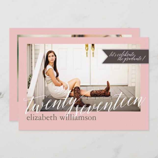 Modern Chic 2017 Photo Graduation Party Invitation (Front/Back)