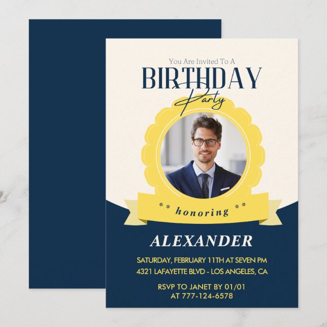 Modern Chic 38th birthday invitation  (Front/Back)