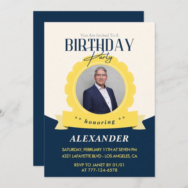Modern Chic 58th birthday invitation  (Front/Back)