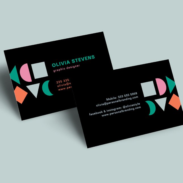 Modern chic abstract geometric black business card (Creator Uploaded)