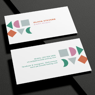 Modern chic abstract geometric colourful business card