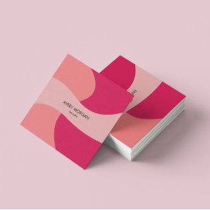 Modern Chic Abstract Pink Hair stylist Square Business Card