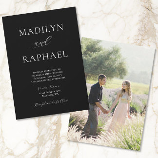 Modern Chic Add Photo Black and White Wedding Invitation