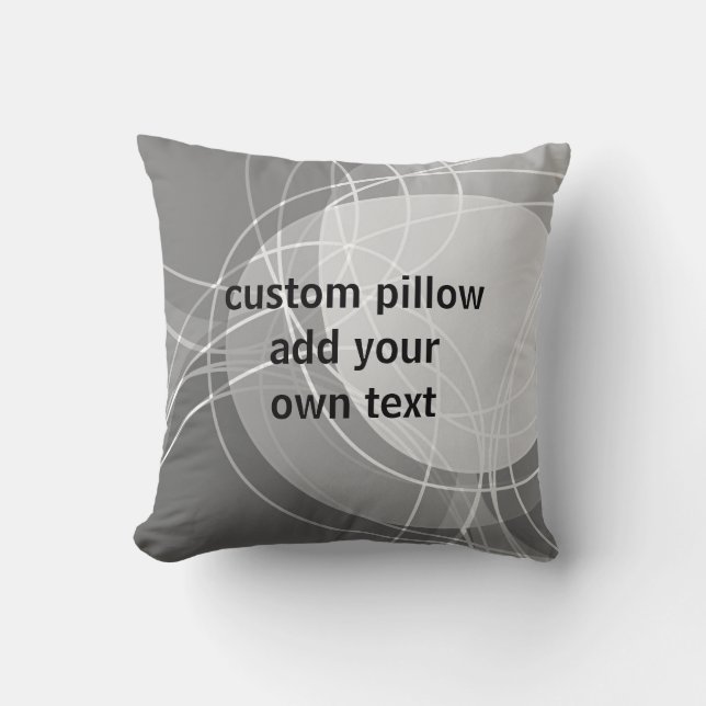  modern chic add  your text abstract grey & white cushion (Front)