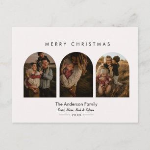 Modern Chic Arch Family Photos Merry Christmas Postcard