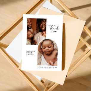 Modern Chic Arch Inset Two Photo Birt Announcement