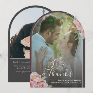 Modern Chic Arch Photo "Love & Thanks" Calligraphy Invitation