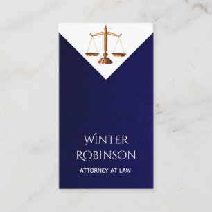 Modern chic attorney at law midnight blue white business card