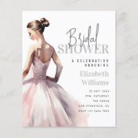 Modern Chic Ballet Bridal Shower Budget Invitation