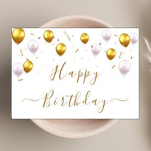 Modern Chic Balloons Elegant Happy Birthday Script Card
