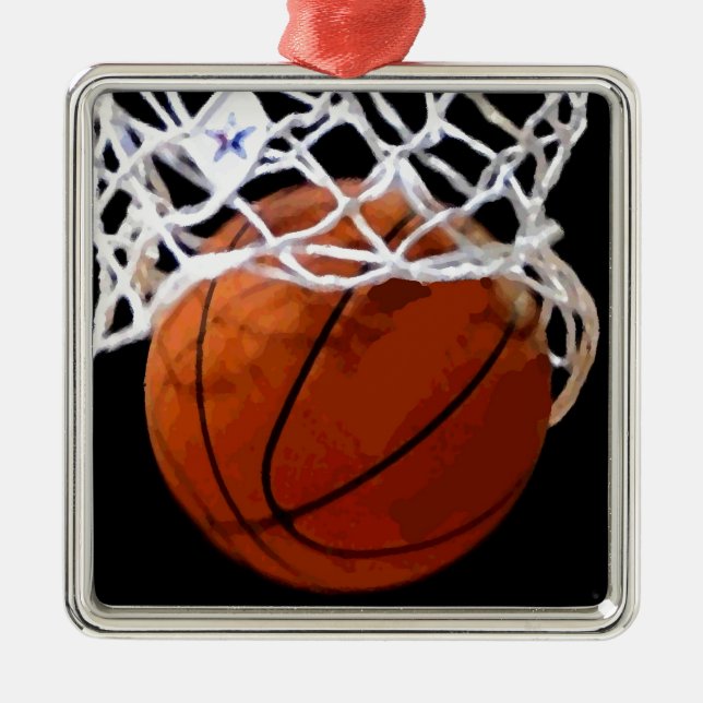 Modern Chic Basketball Christmas Ornaments (Front)