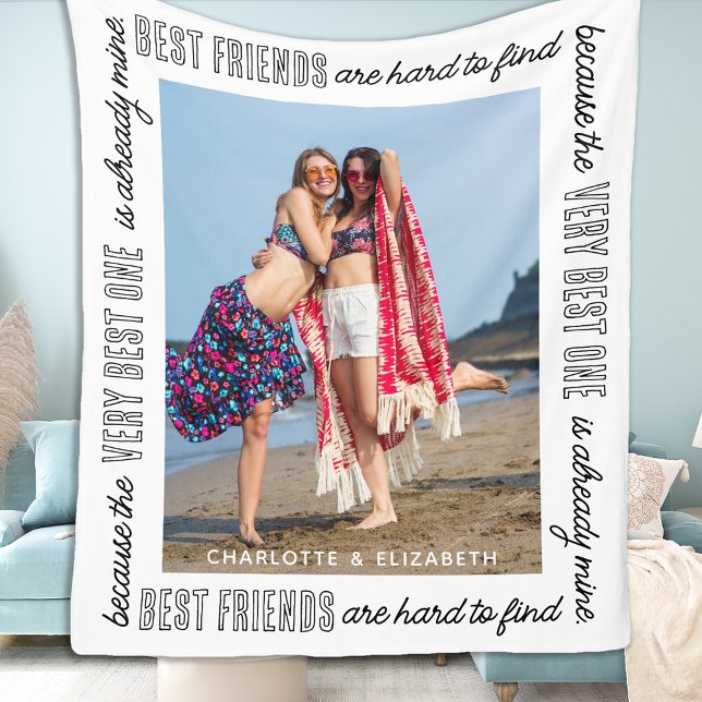 Modern Chic Best Friends Besties BFF Custom Photo Fleece Blanket (Creator Uploaded)