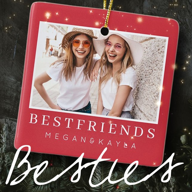 Modern Chic Best Friends BFF Photo Ceramic Ornament (Creator Uploaded)