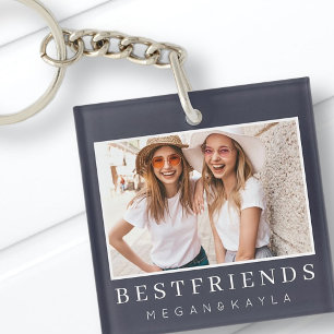 Modern Chic Best Friends BFF Photo Key Ring