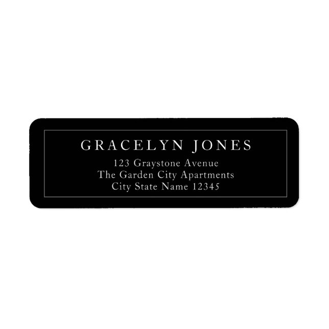 Modern Chic Black Address Label (Front)