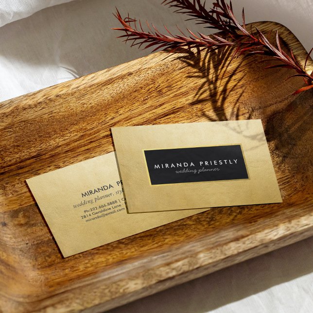 Modern Chic Black and Faux Gold Foil Luxe Creative Business Card (Creator Uploaded)