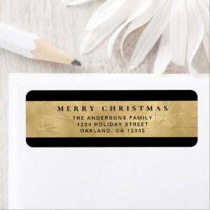 Modern Chic Black and Faux Gold Merry Christmas